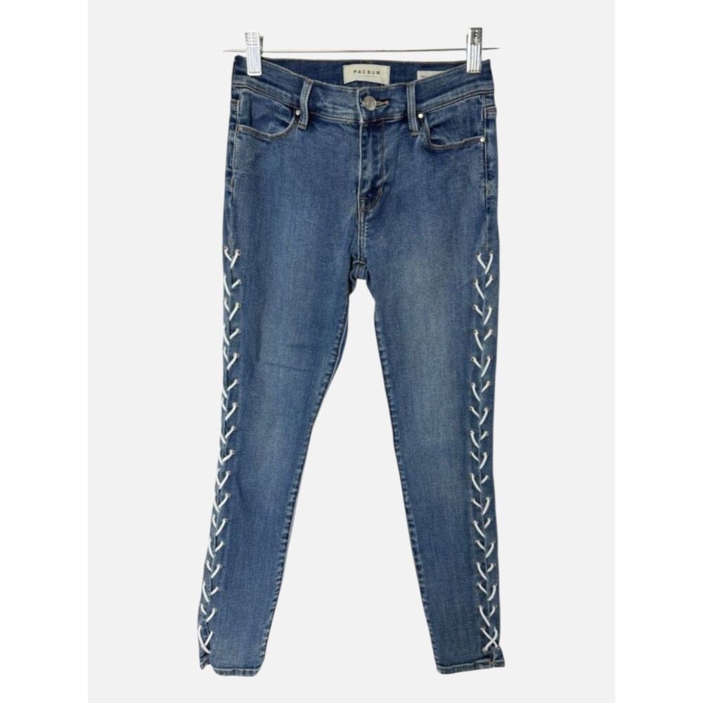 PacSun Lace-Up Side Ankle Jegging Jeans Medium Wash Y2K Size 25